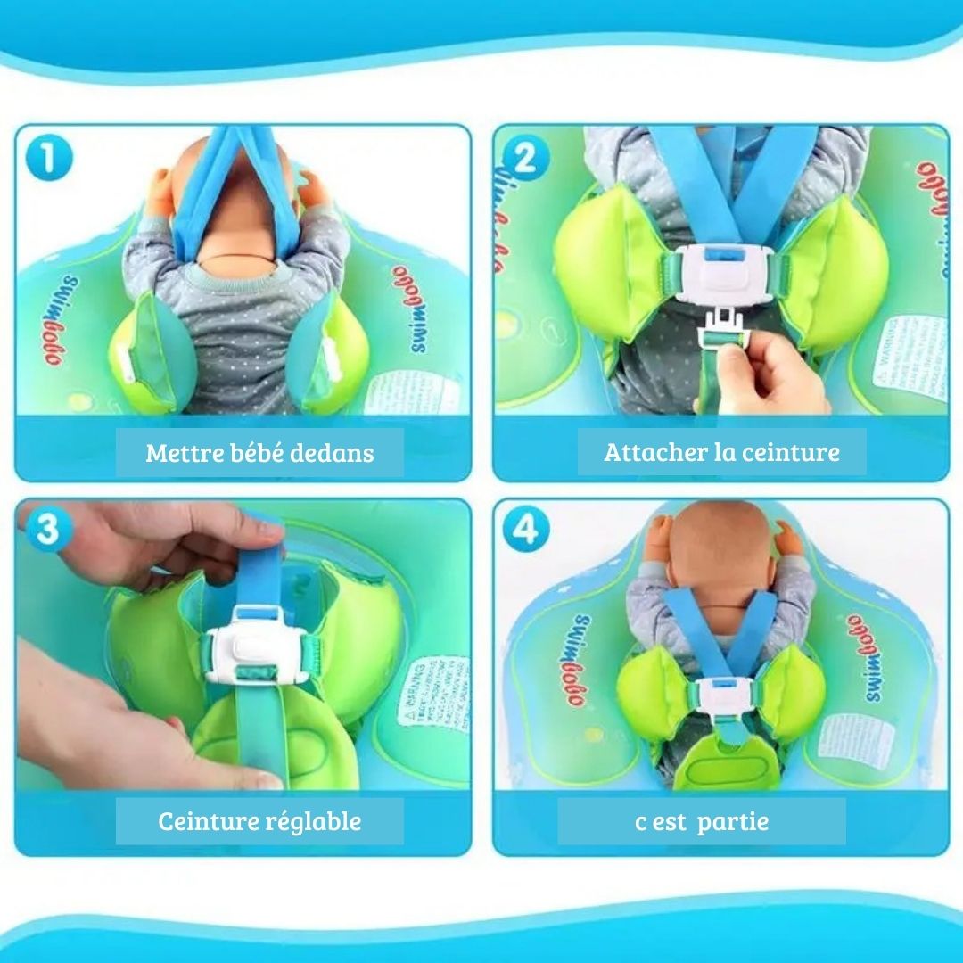 Flotteur P'tit Soleil™ de natation gonflable pour bébé, avec auvent.