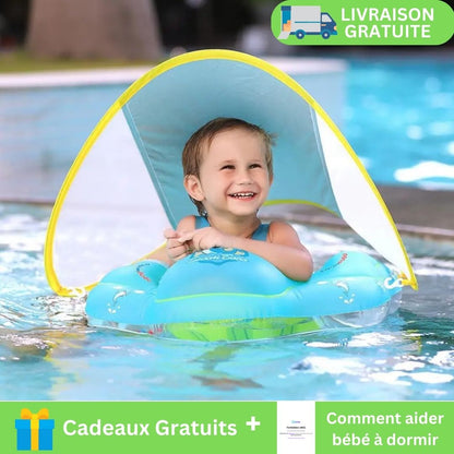 Flotteur P'tit Soleil™ de natation gonflable pour bébé, avec auvent.