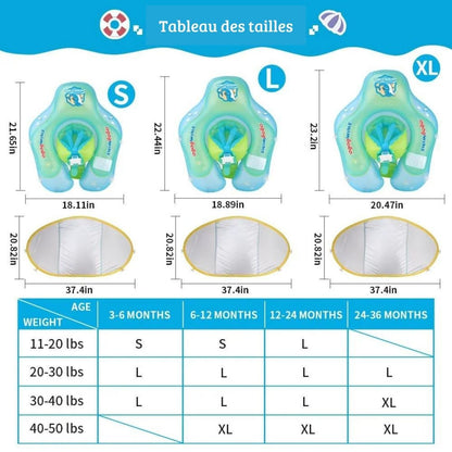 Flotteur P'tit Soleil™ de natation gonflable pour bébé, avec auvent.